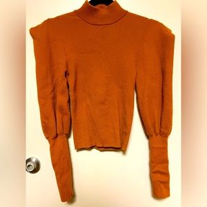 Forever 21 orange cropped sweater with shoulder and sleeves design